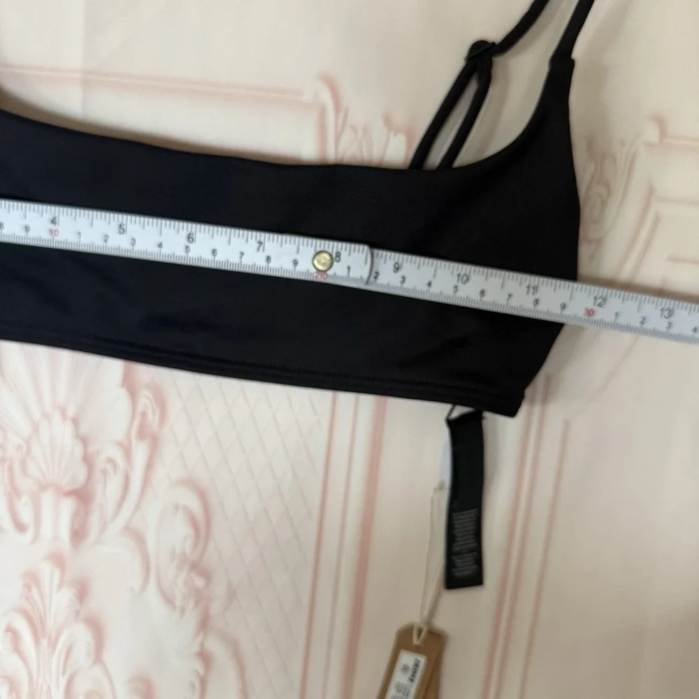 SKIMS Classic Swim Square Neck Scoop Top Black Sz XXS NWT $58 Adjustable Straps
